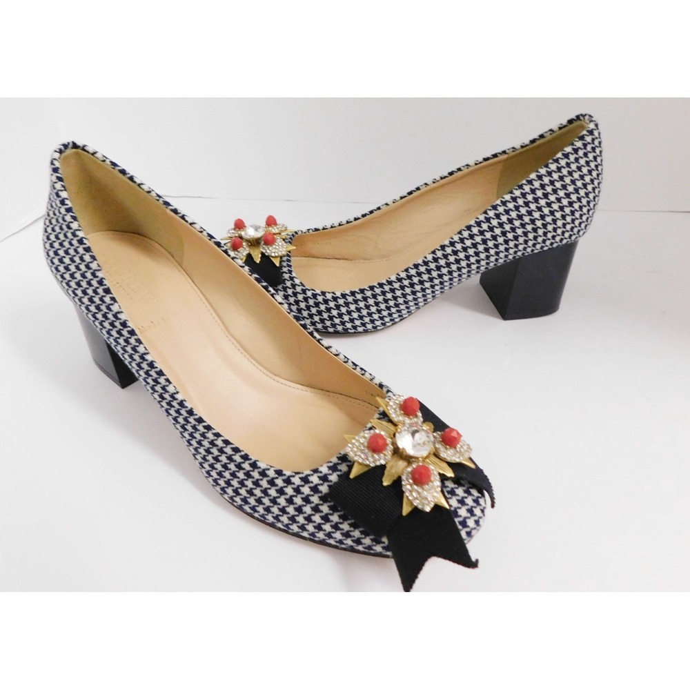 J.Crew Collection $298 Lena Jeweled Tweed Houndstooth‎ Pumps F5922 Italy sz 6.5